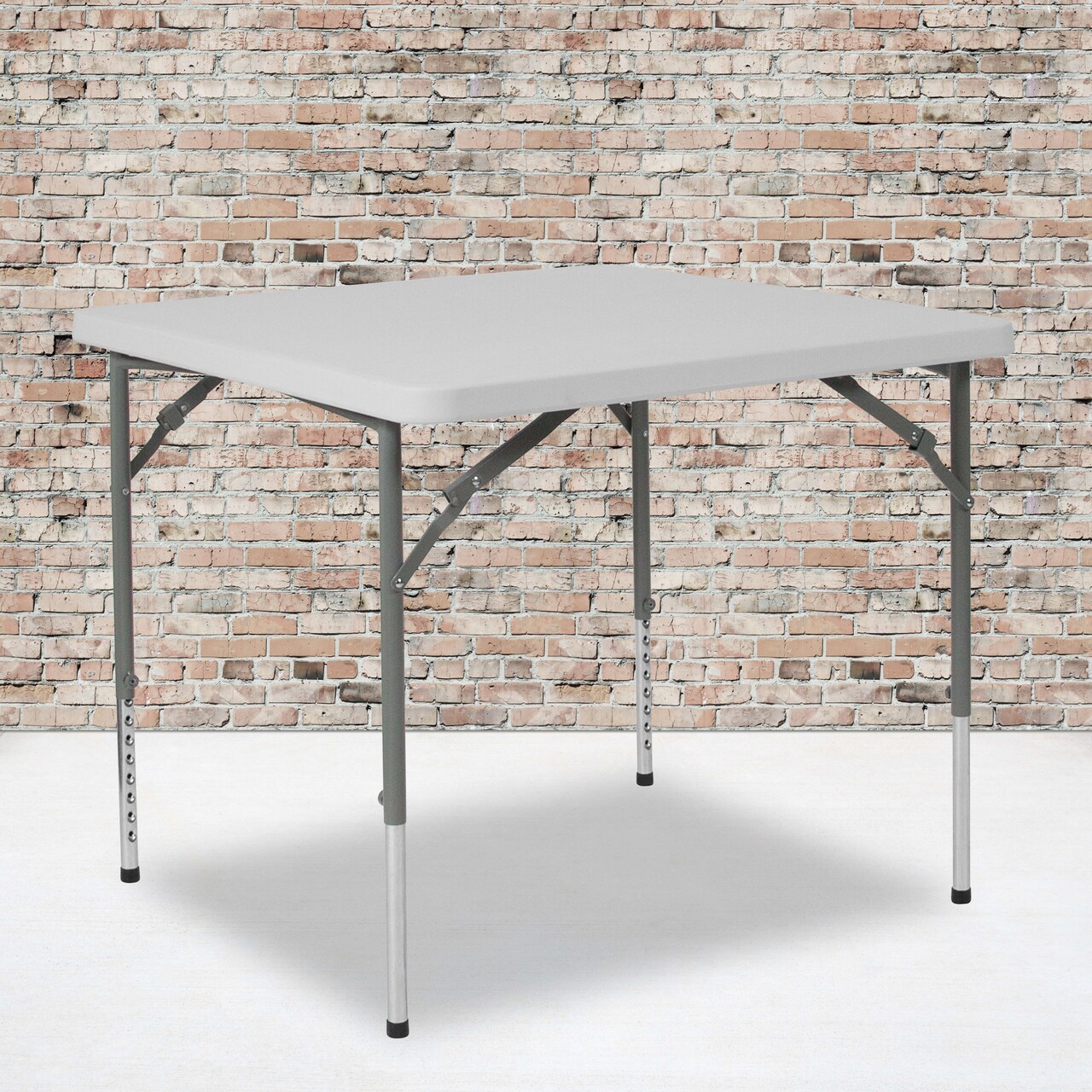 Emma and Oliver 2.79-Foot Square Height Adjustable Plastic Folding Table